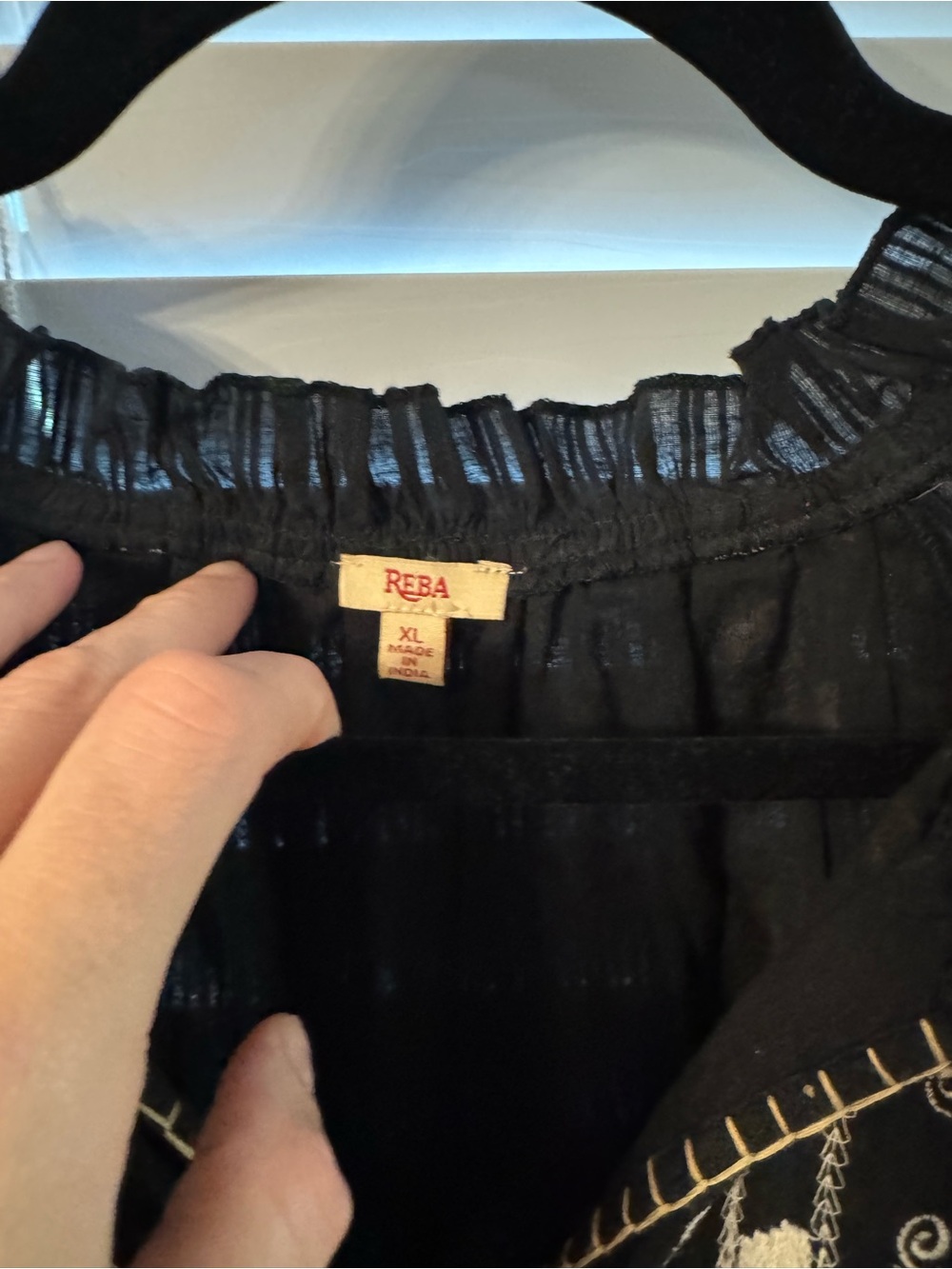 Reba Black Midi Dress with White Embroidery - Picture 4 of 7